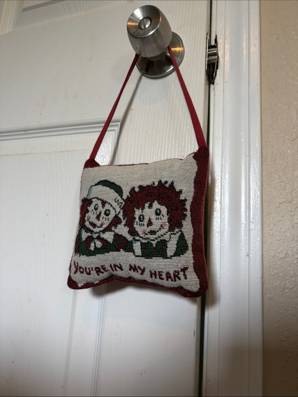 Vintage Raggedy Ann & Andy Door/Wall Ornament - Red and Green
